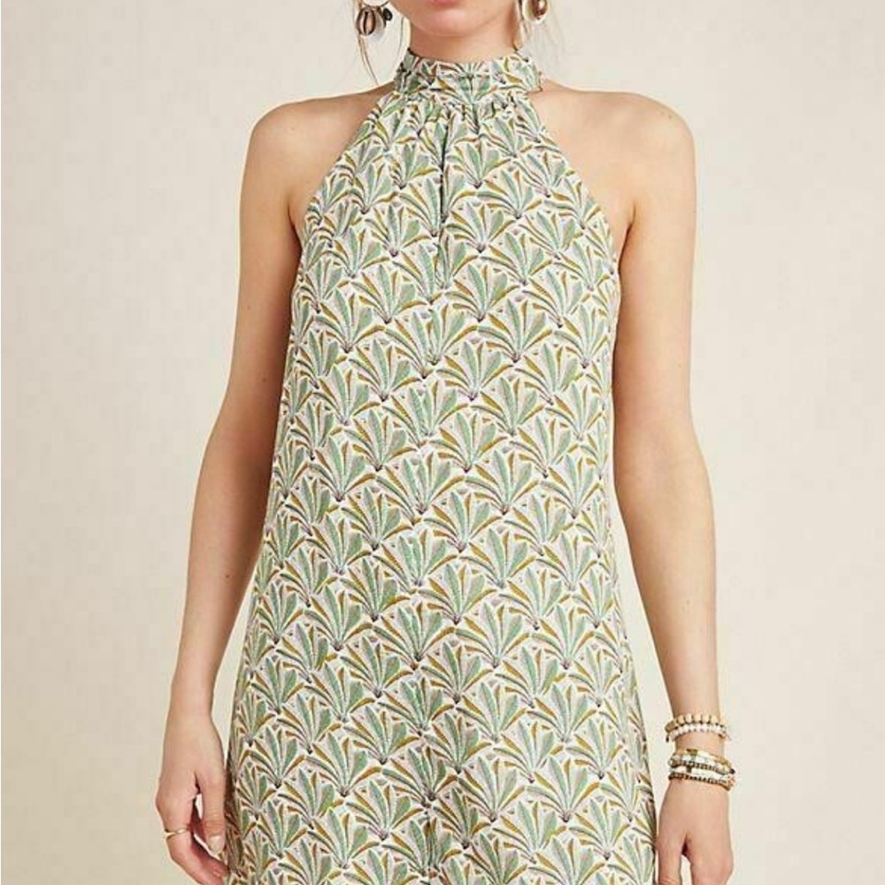 NWT Elegant Green Patterned Halter Romper